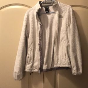 White fuzzy north face